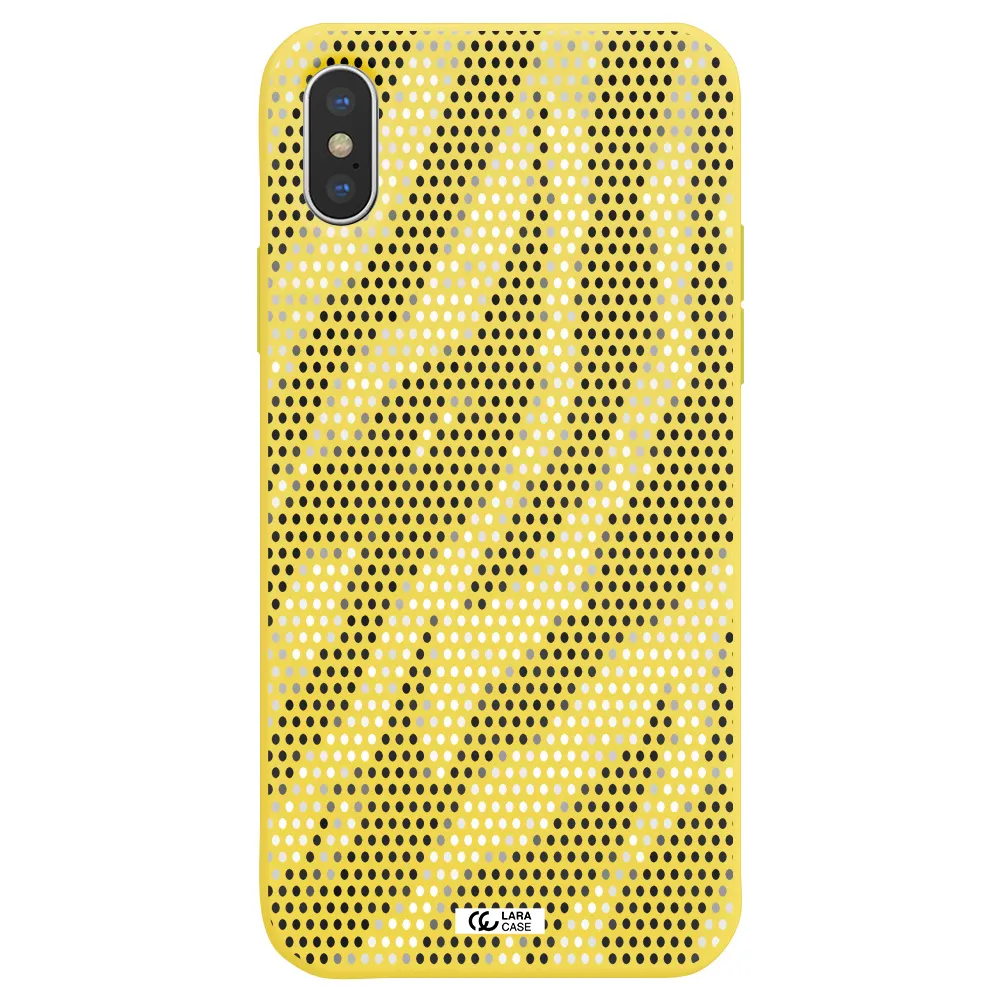 Zebra Dots Apple iPhone X Silicone canary yellow Case