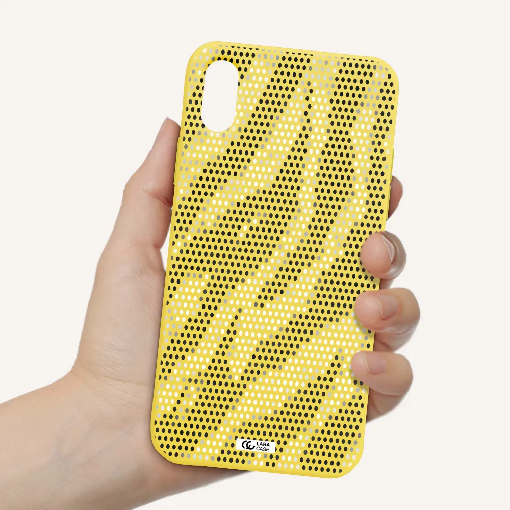 Zebra Dots Apple iPhone X Silicone canary yellow Case
