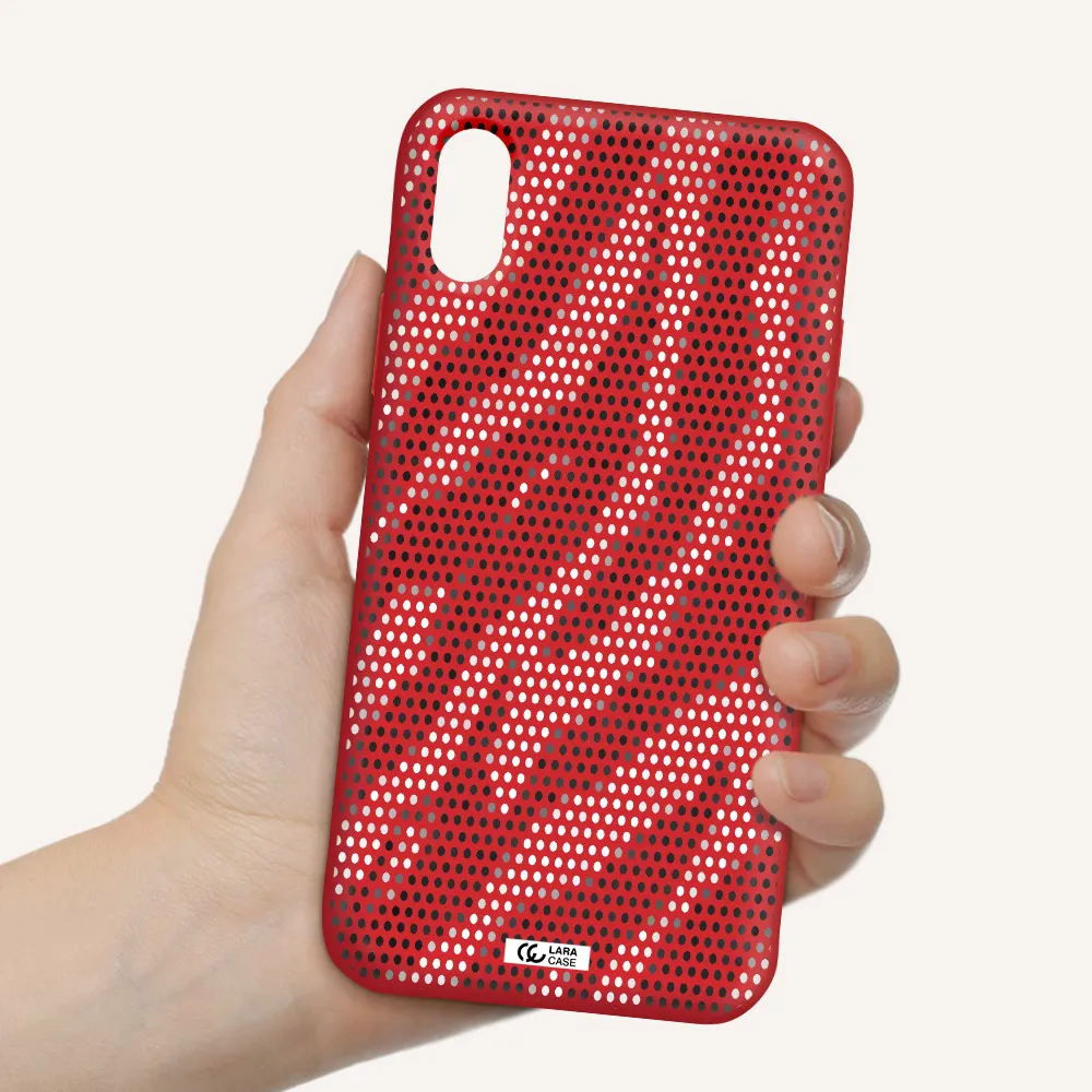 Zebra Dots Apple iPhone XS Silicone Imperial Red Case