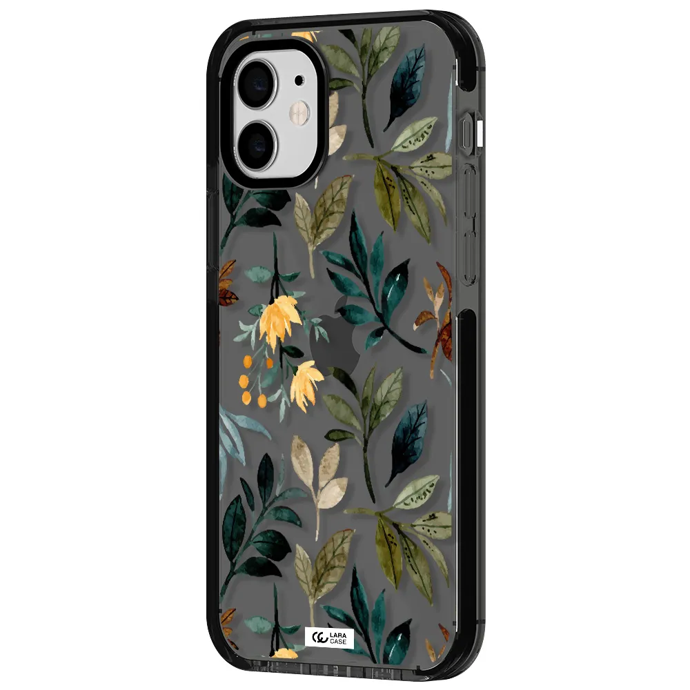 Fall Flowers Apple iPhone 11 impact Smoke Black Case