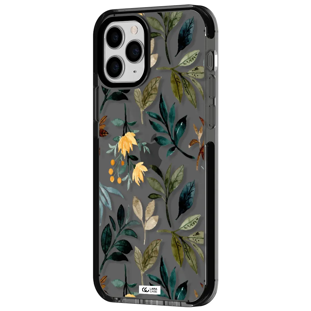 Fall Flowers Apple iPhone 11 pro impact Smoke Black Case