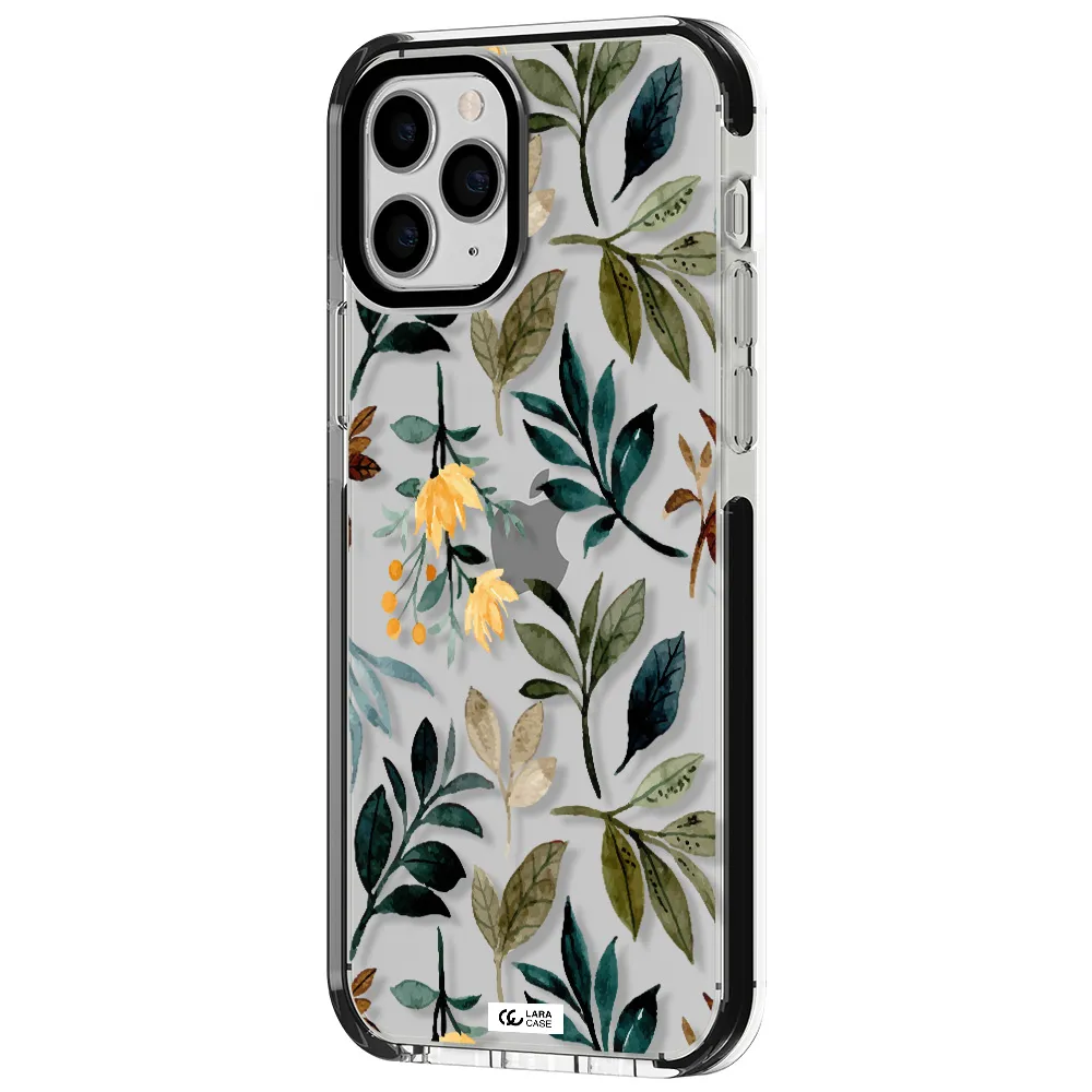 Fall Flowers Apple iPhone 11 pro max impact black border Case