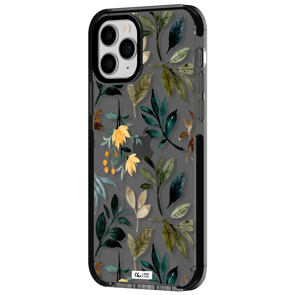 Fall Flowers Apple iPhone 11 pro max impact Smoke Black Case
