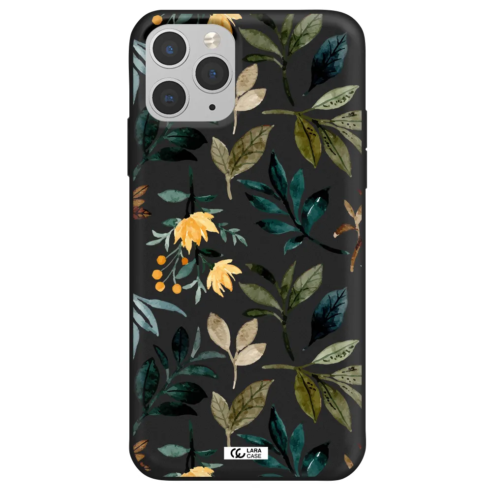 Fall Flowers Apple iPhone 11 pro max Silicone black Case