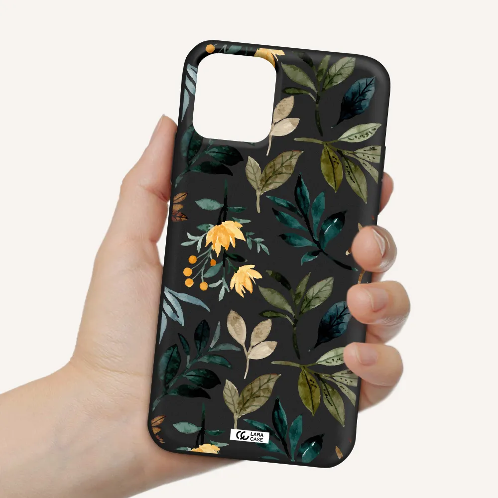 Fall Flowers Apple iPhone 11 pro max Silicone black Case