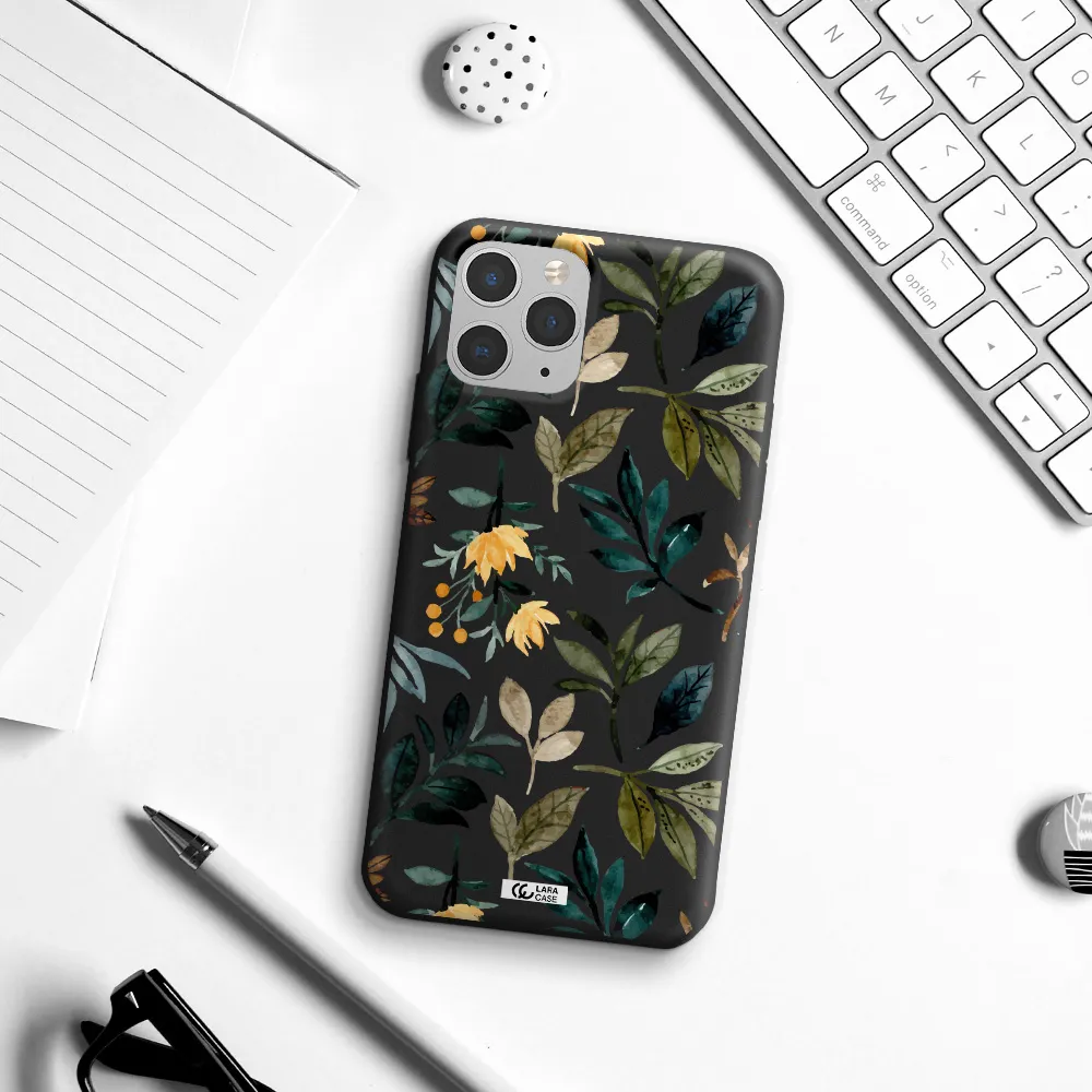 Fall Flowers Apple iPhone 11 pro max Silicone black Case