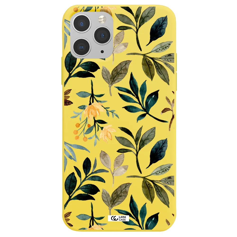 Fall Flowers Apple iPhone 11 pro max Silicone canary yellow Case