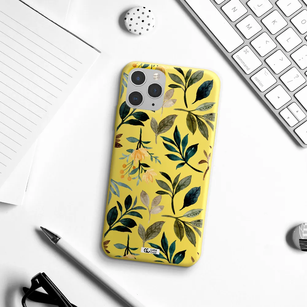 Fall Flowers Apple iPhone 11 pro max Silicone canary yellow Case
