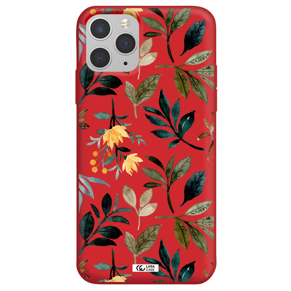 Fall Flowers Apple iPhone 11 pro max Silicone Imperial Red Case