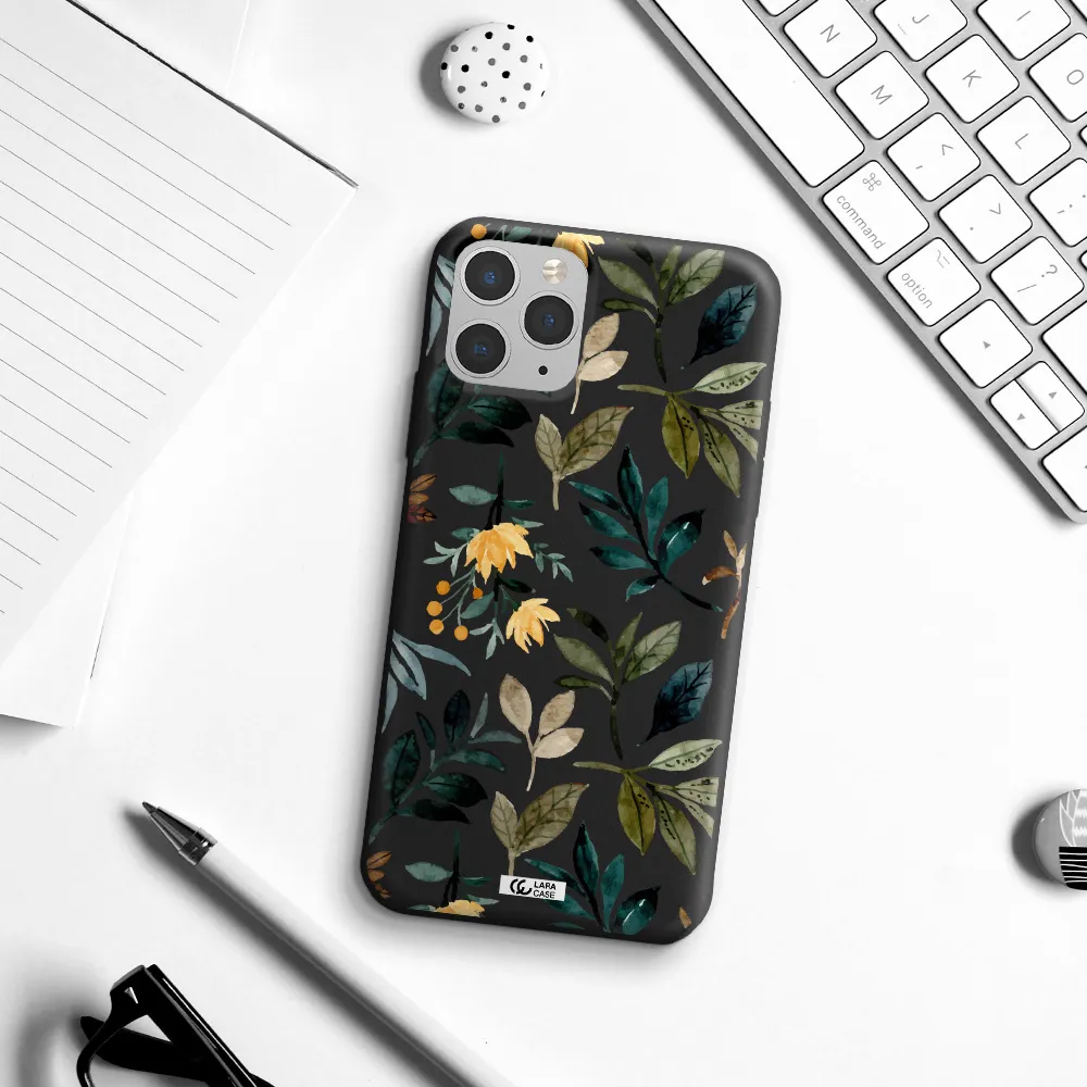 Fall Flowers Apple iPhone 11 pro Silicone black Case