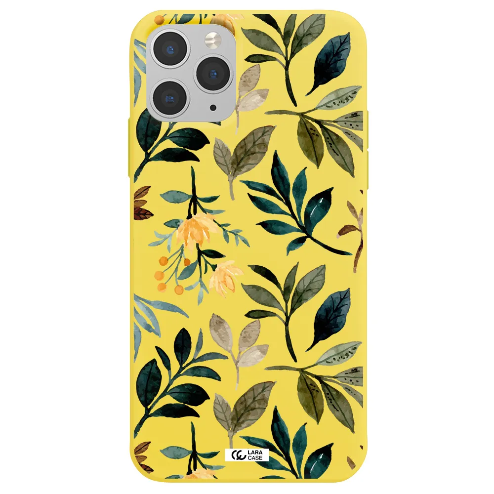 Fall Flowers Apple iPhone 11 pro Silicone canary yellow Case