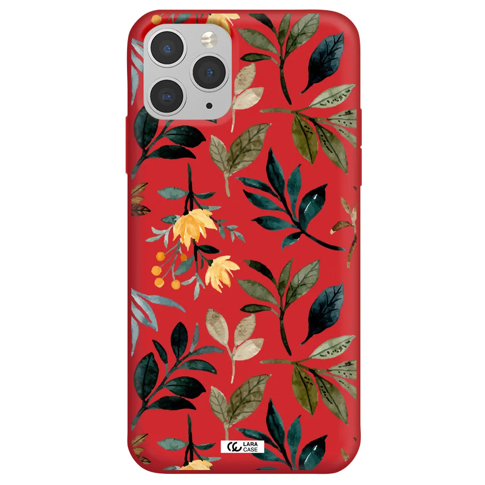 Fall Flowers Apple iPhone 11 pro Silicone Imperial Red Case