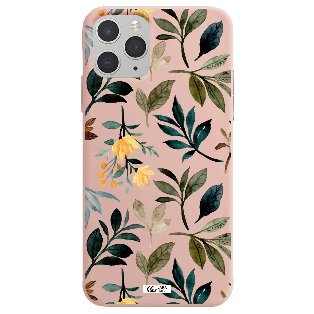 Fall Flowers Apple iPhone 11 pro Silicone pastel pink Case