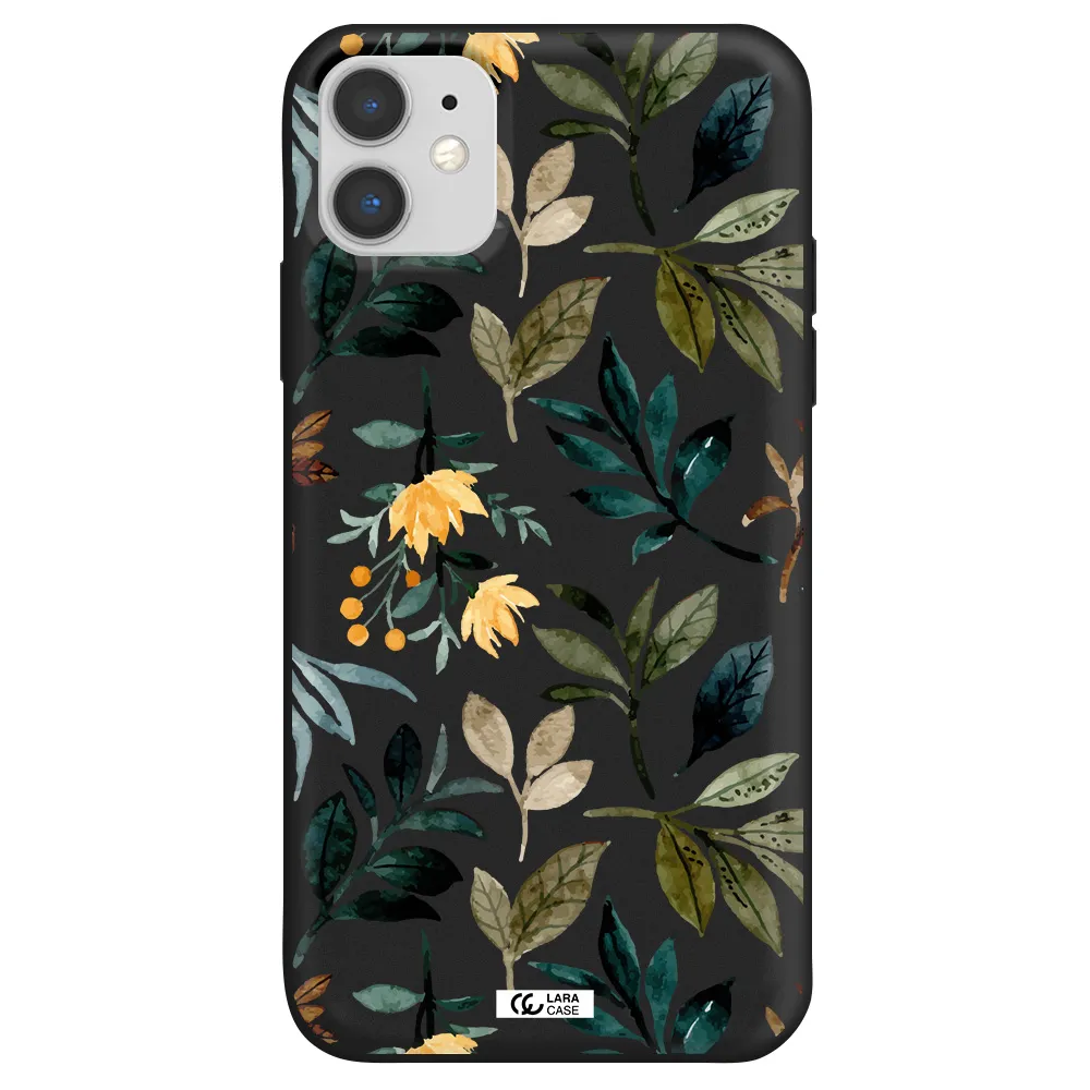 Fall Flowers Apple iPhone 11 Silicone black Case