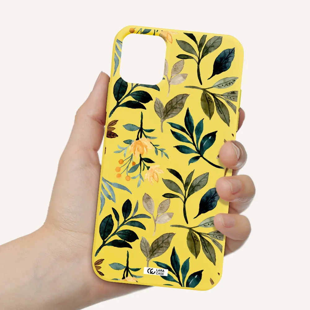 Fall Flowers Apple iPhone 11 Silicone canary yellow Case