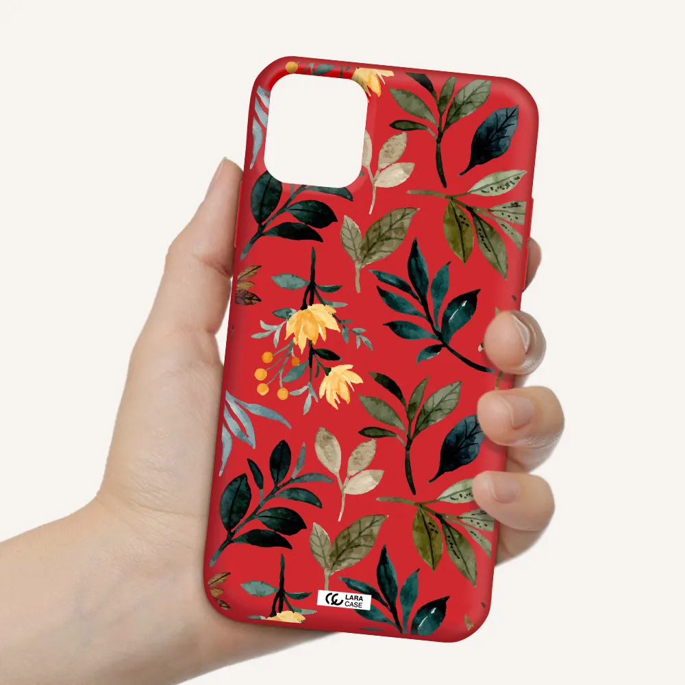 Fall Flowers Apple iPhone 11 Silicone Imperial Red Case