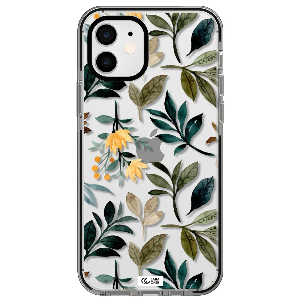 Fall Flowers Apple iPhone 12 impact black border Case