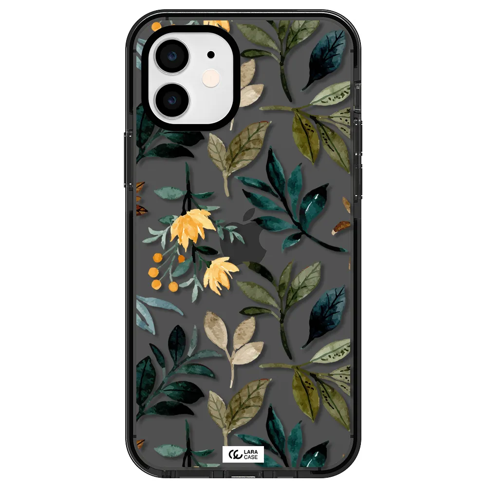 Fall Flowers Apple iPhone 12 impact Smoke Black Case
