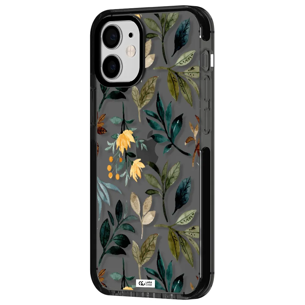 Fall Flowers Apple iPhone 12 mini impact Smoke Black Case