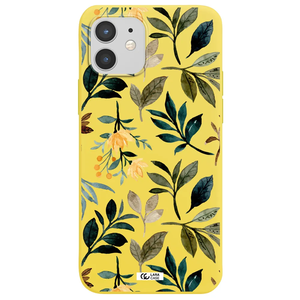 Fall Flowers Apple iPhone 12 mini Silicone canary yellow Case