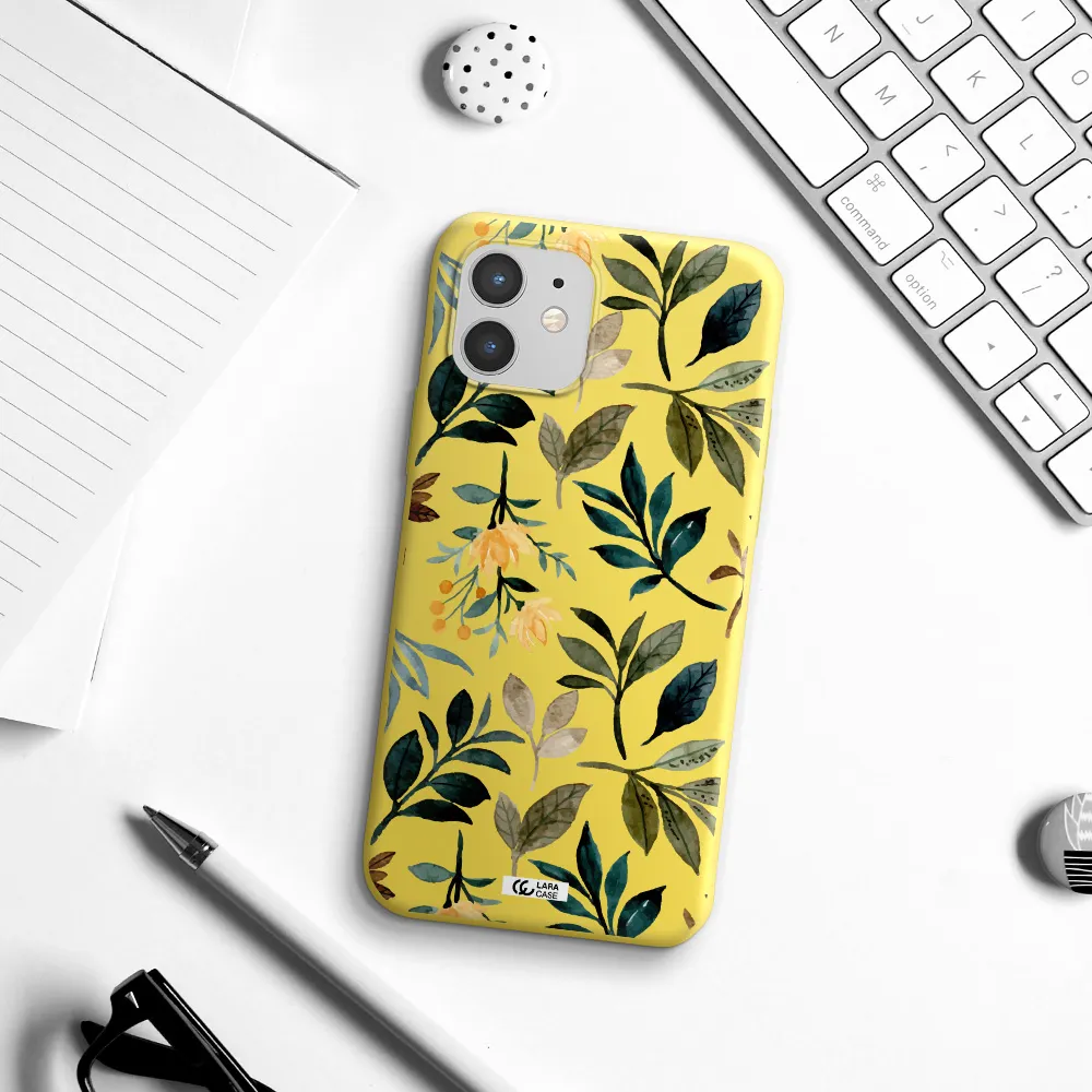 Fall Flowers Apple iPhone 12 mini Silicone canary yellow Case