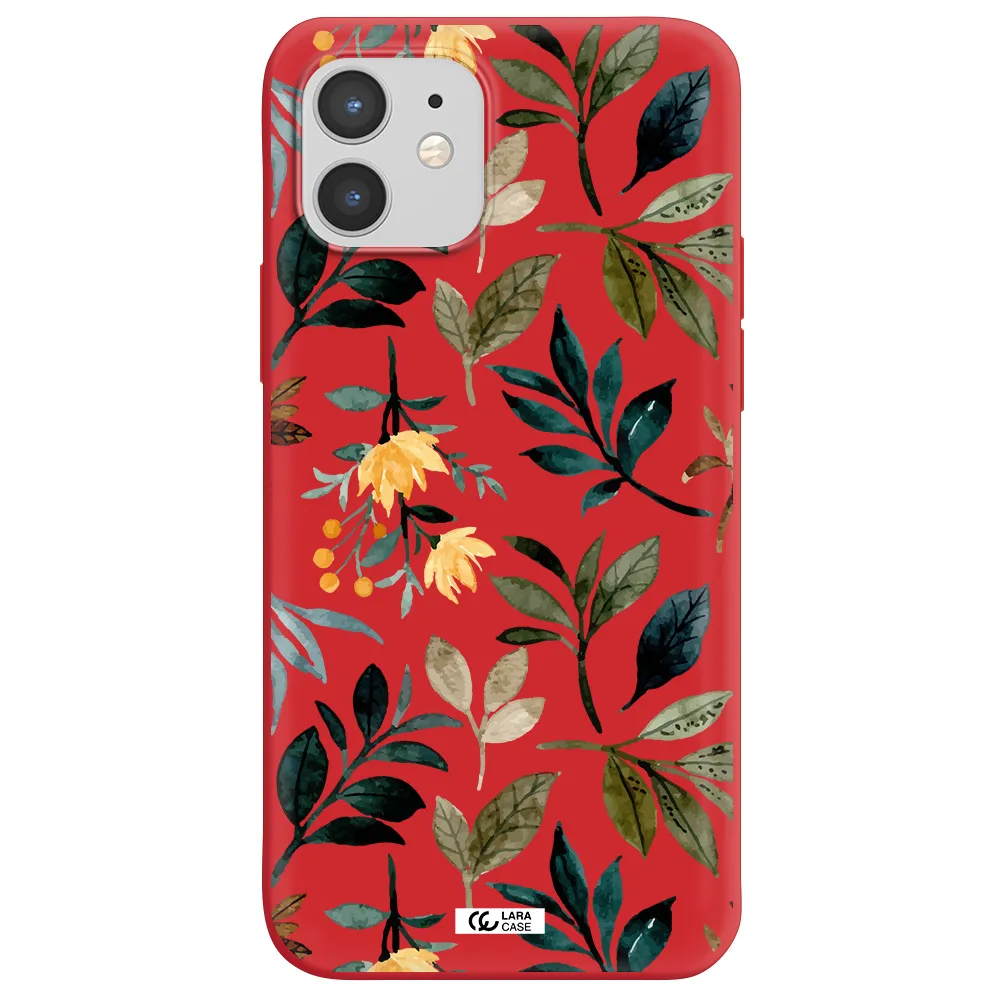 Fall Flowers Apple iPhone 12 mini Silicone Imperial Red Case