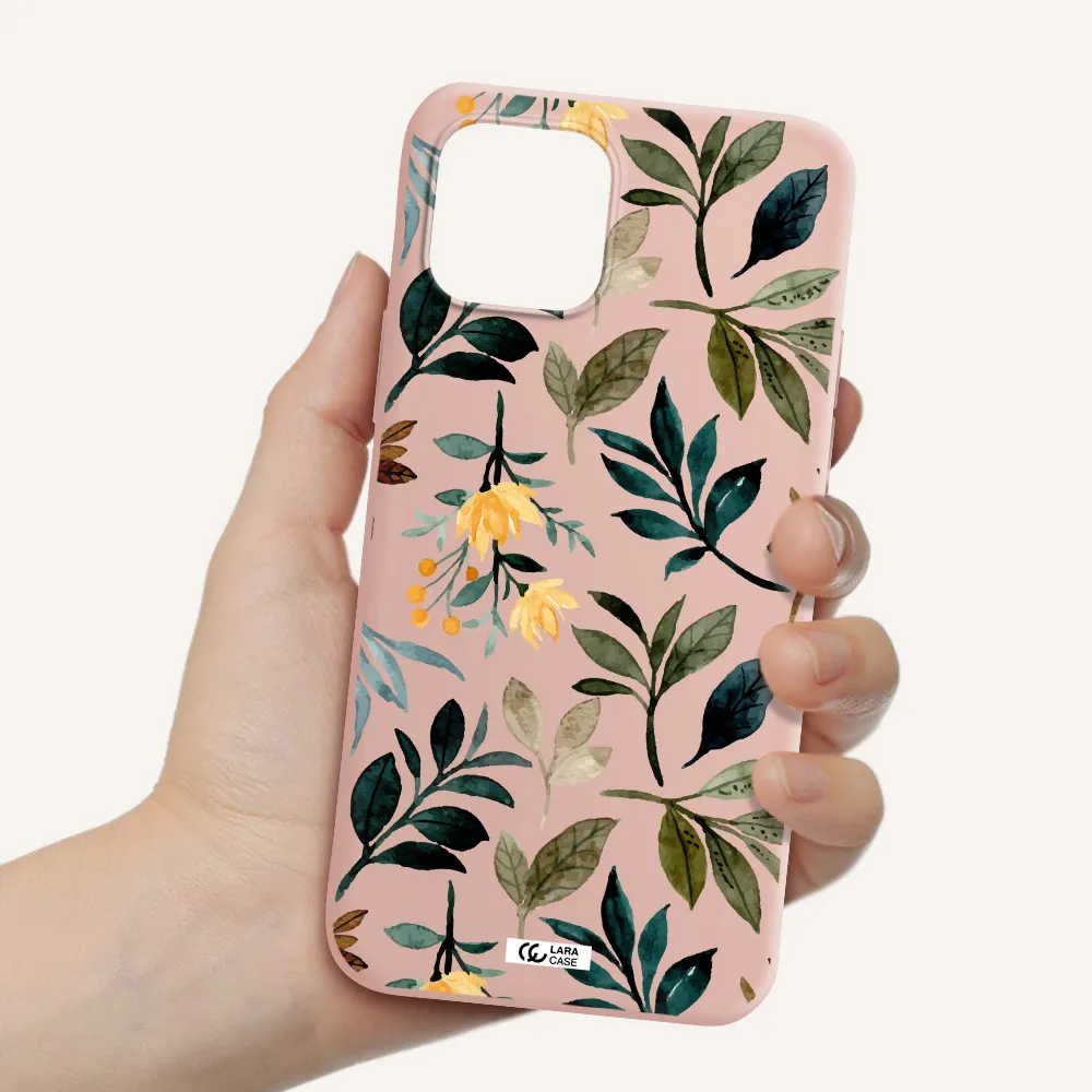 Fall Flowers Apple iPhone 12 mini Silicone pastel pink Case