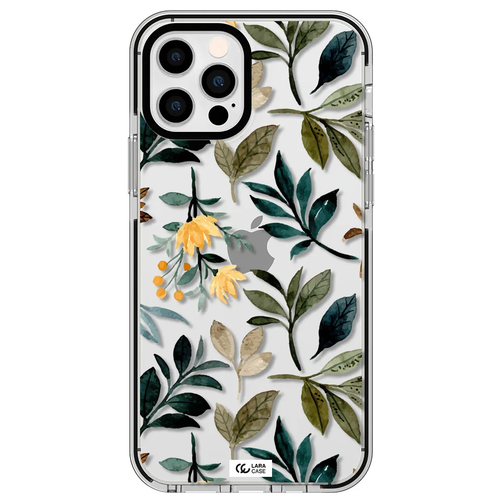 Fall Flowers Apple iPhone 12 pro impact black border Case