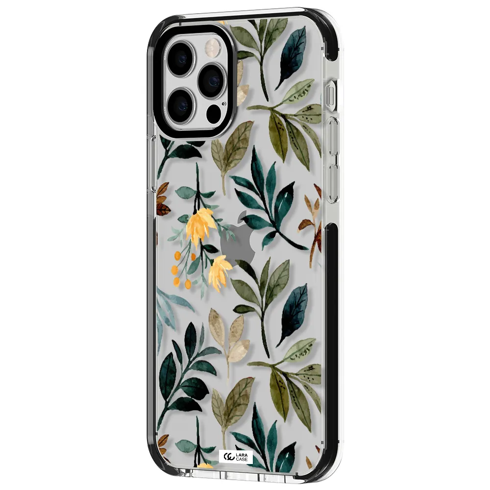 Fall Flowers Apple iPhone 12 pro impact black border Case