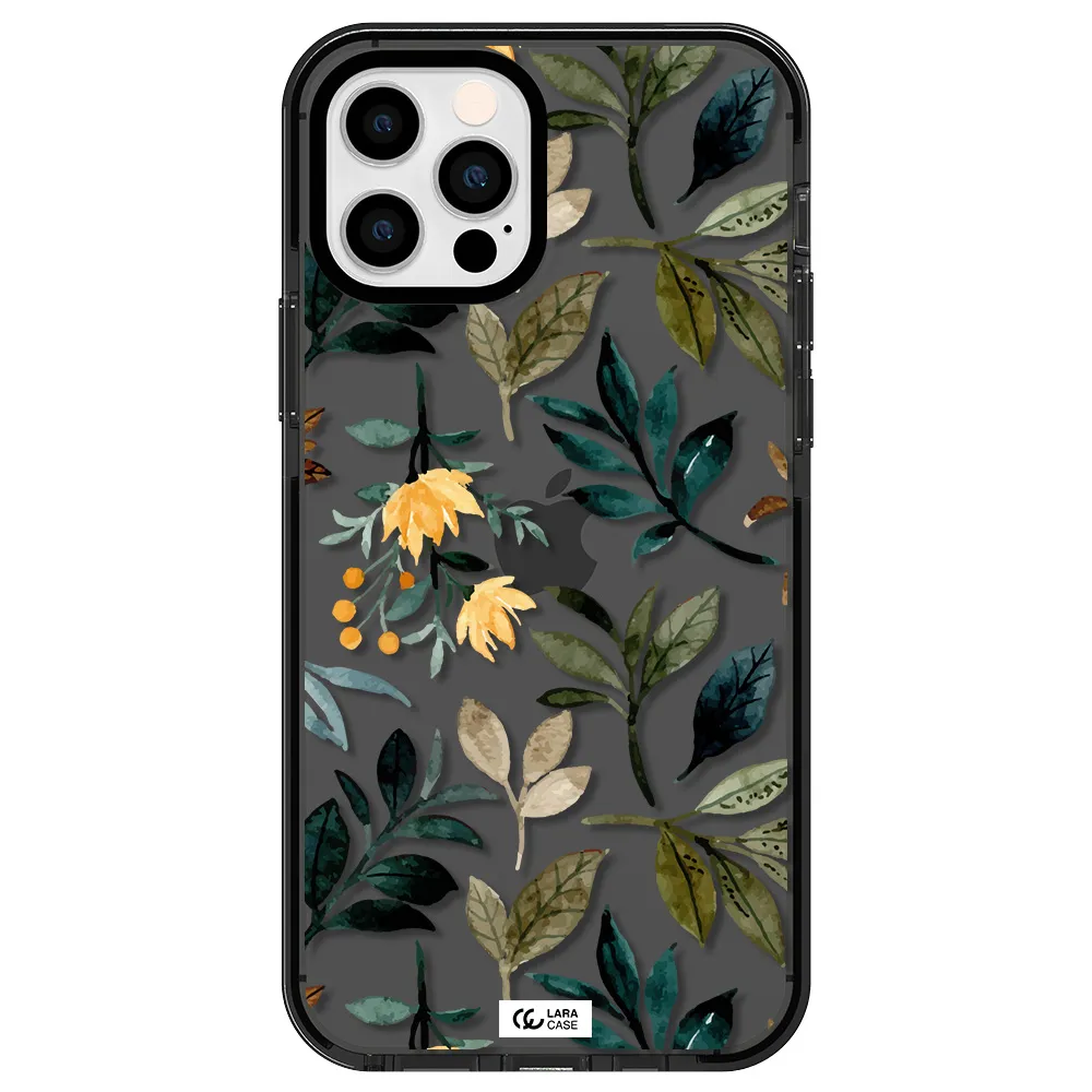 Fall Flowers Apple iPhone 12 pro impact Smoke Black Case