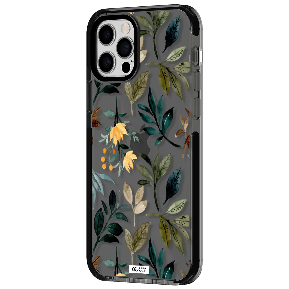 Fall Flowers Apple iPhone 12 pro impact Smoke Black Case