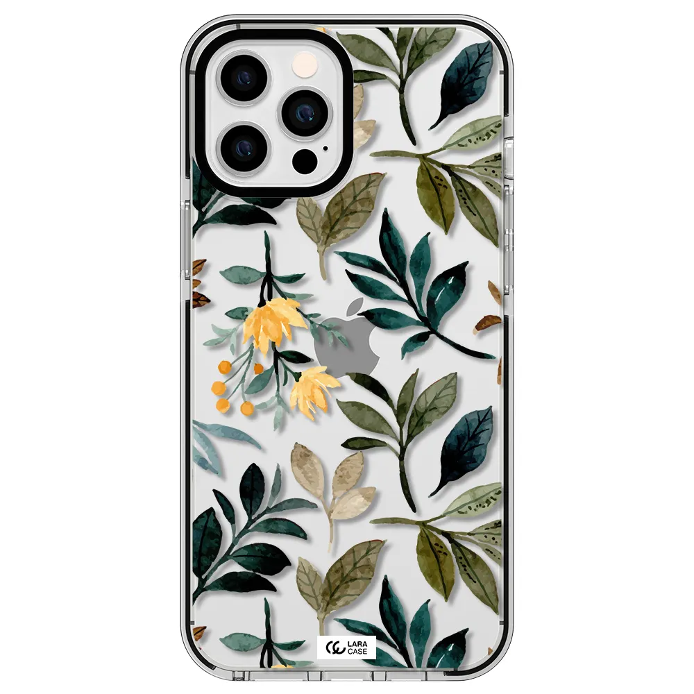 Fall Flowers Apple iPhone 12 pro max impact black border Case