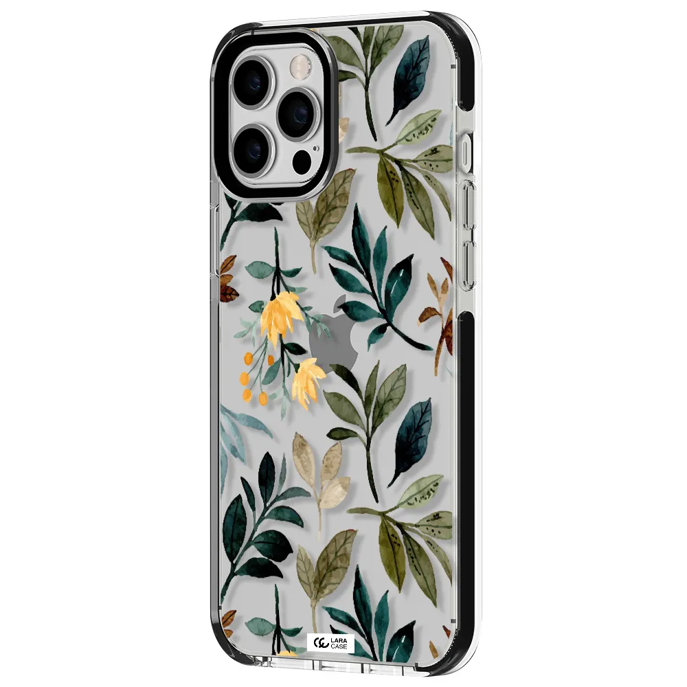 Fall Flowers Apple iPhone 12 pro max impact black border Case
