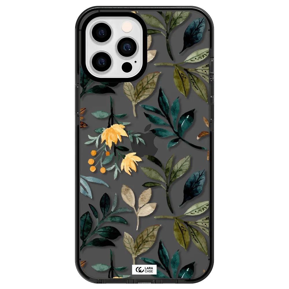 Fall Flowers Apple iPhone 12 pro max impact Smoke Black Case