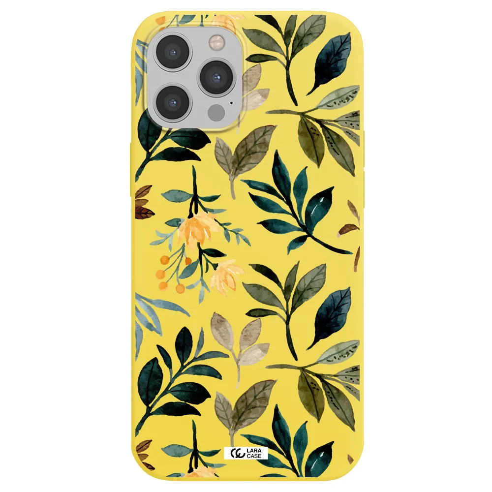 Fall Flowers Apple iPhone 12 pro max Silicone canary yellow Case
