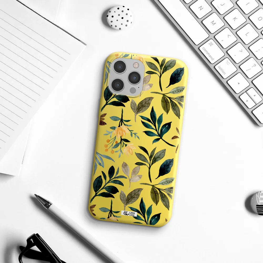 Fall Flowers Apple iPhone 12 pro max Silicone canary yellow Case