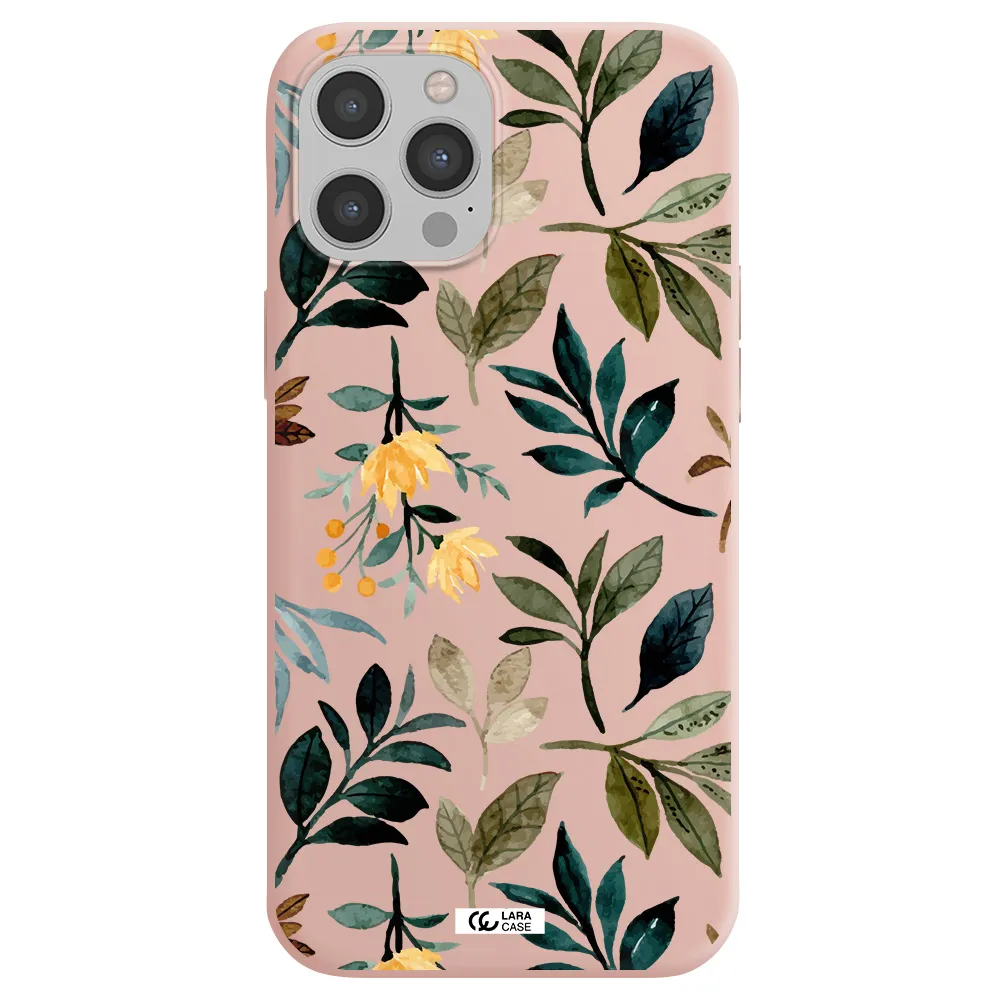 Fall Flowers Apple iPhone 12 pro max Silicone pastel pink Case