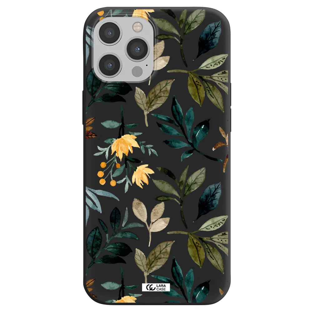 Fall Flowers Apple iPhone 12 pro Silicone black Case