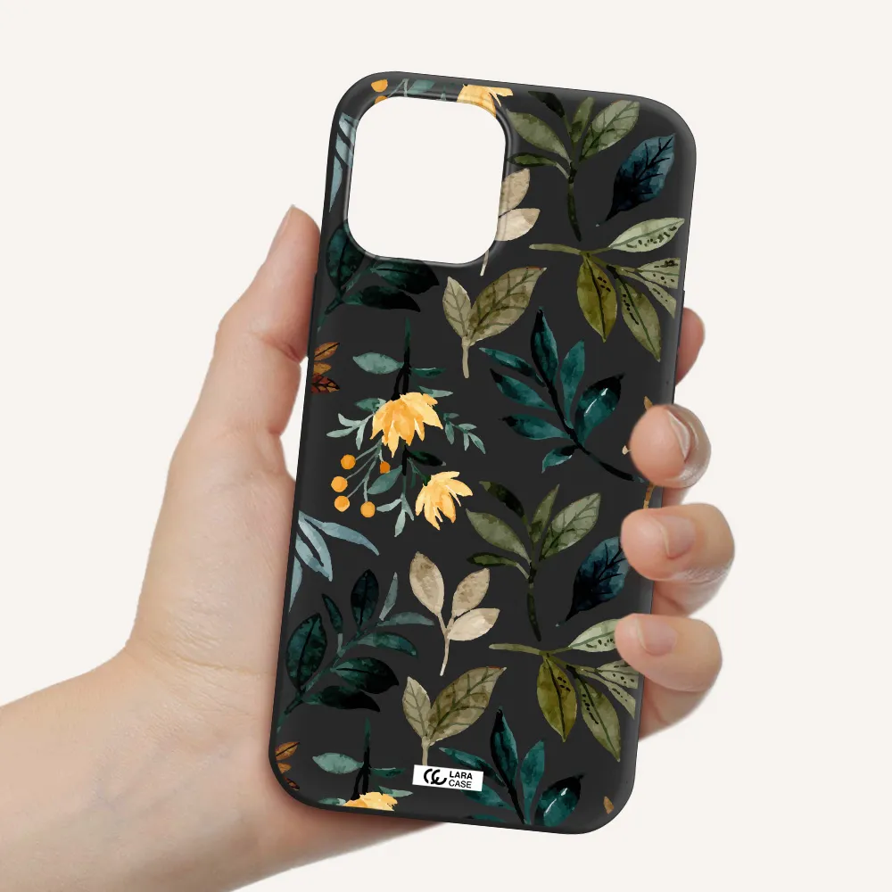 Fall Flowers Apple iPhone 12 pro Silicone black Case