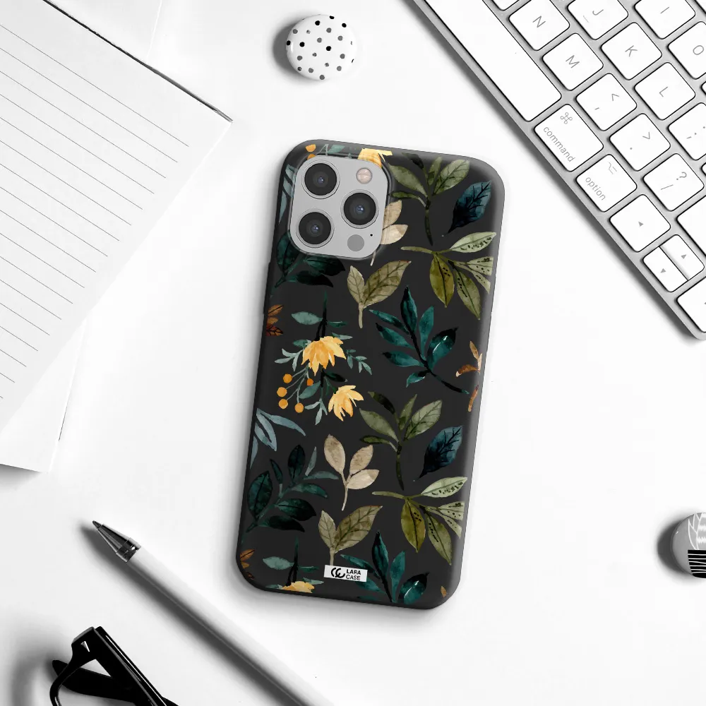 Fall Flowers Apple iPhone 12 pro Silicone black Case