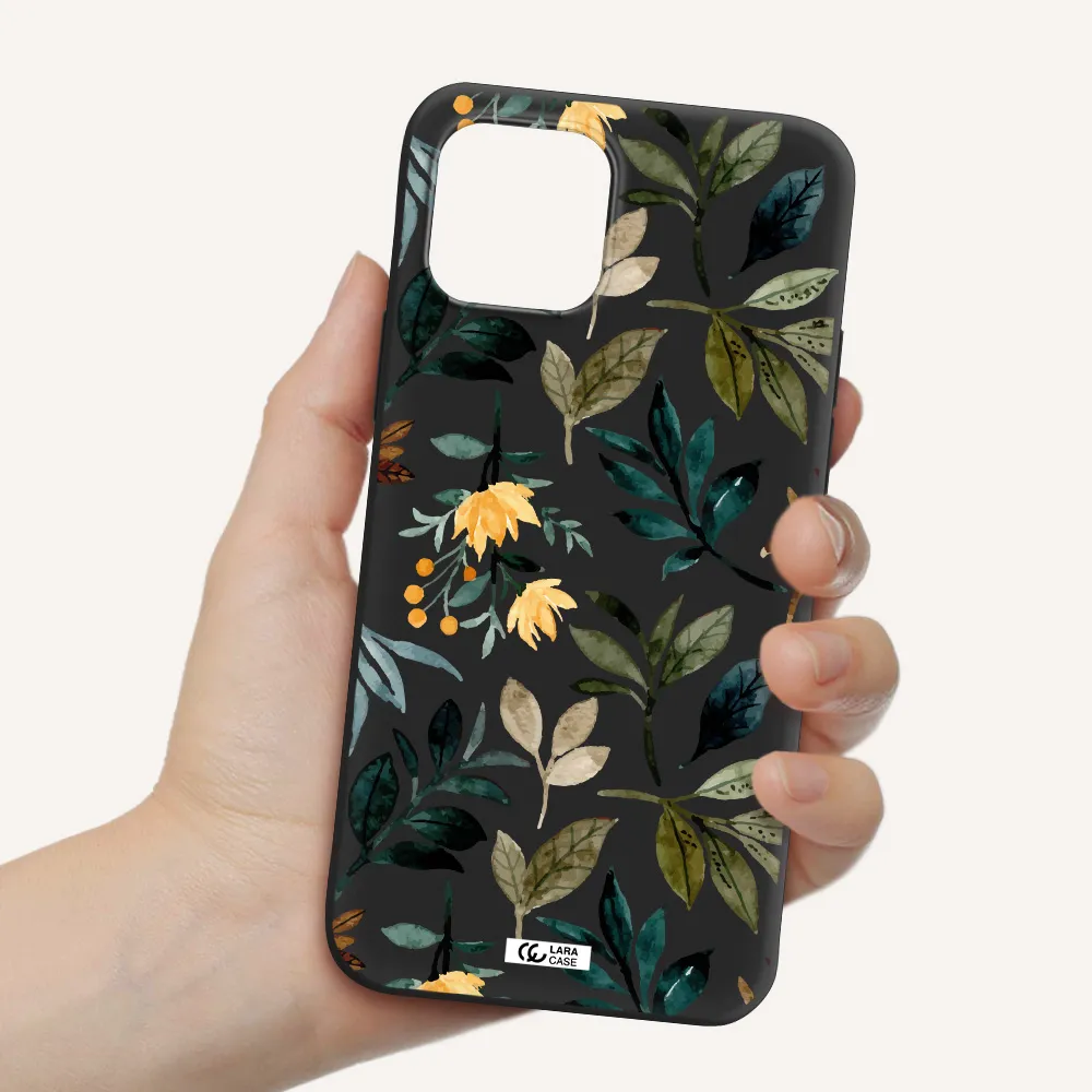 Fall Flowers Apple iPhone 12 Silicone black Case