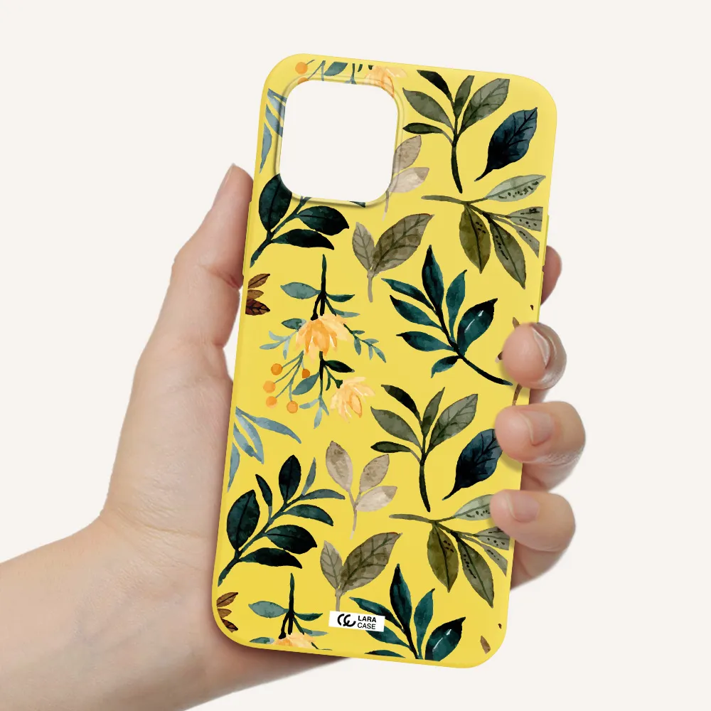 Fall Flowers Apple iPhone 12 Silicone canary yellow Case