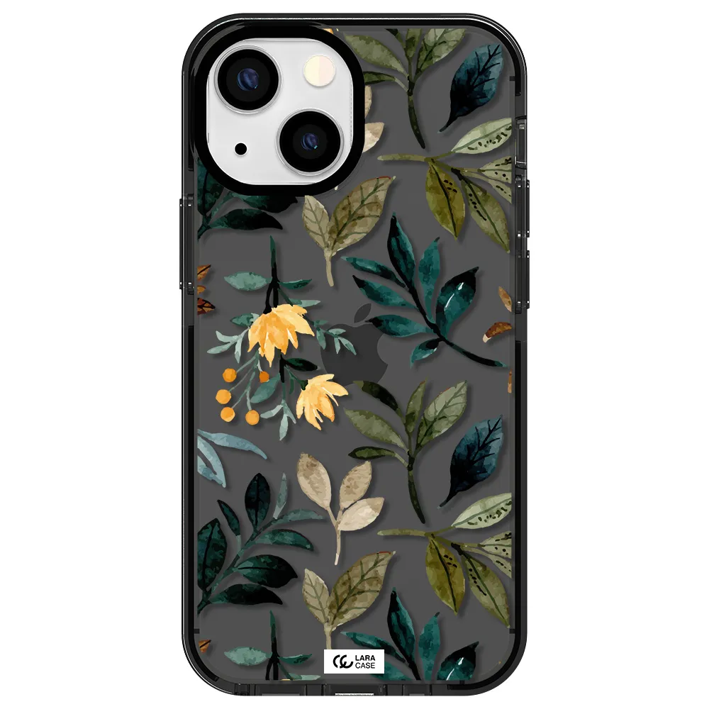 Fall Flowers Apple iPhone 13 mini impact Smoke Black Case