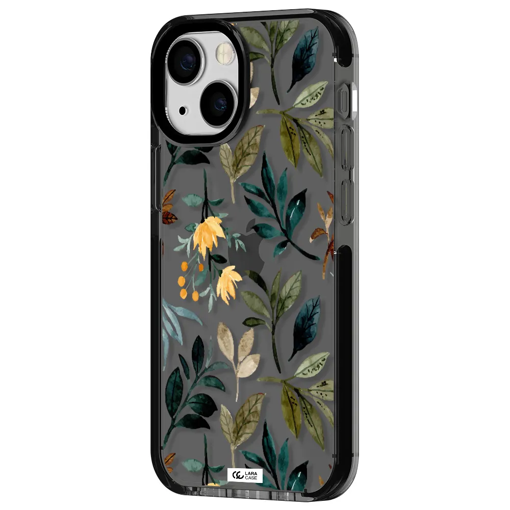 Fall Flowers Apple iPhone 13 mini impact Smoke Black Case