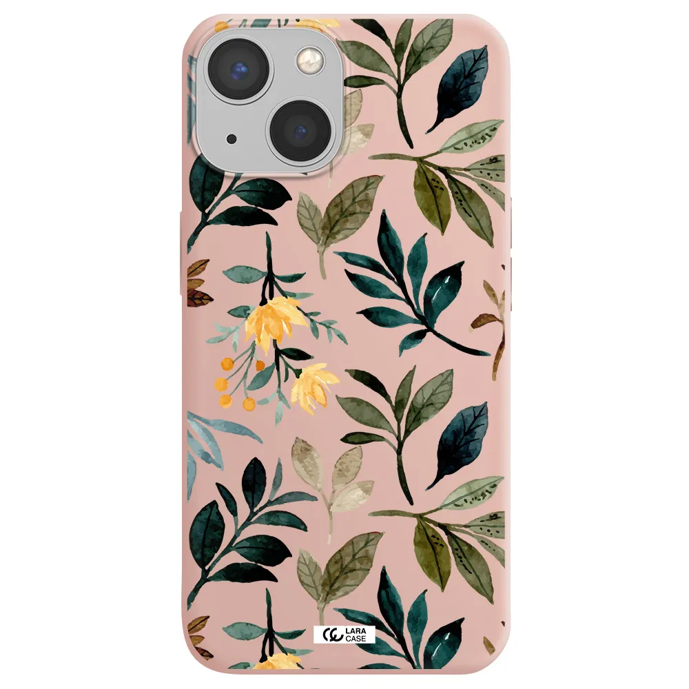 Fall Flowers Apple iPhone 13 mini Silicone pastel pink Case
