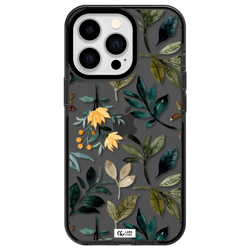 Fall Flowers Apple iPhone 13 Pro impact Smoke Black Case