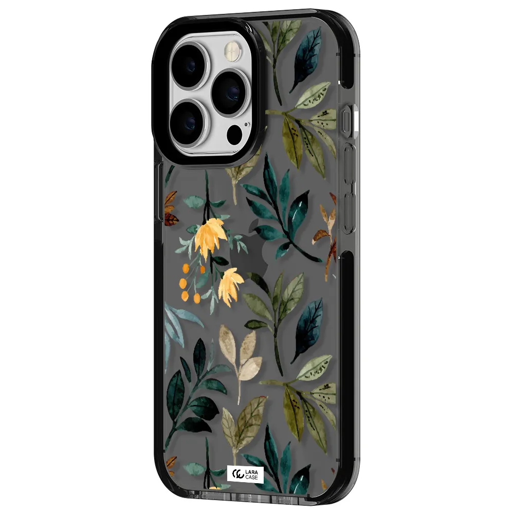 Fall Flowers Apple iPhone 13 Pro impact Smoke Black Case