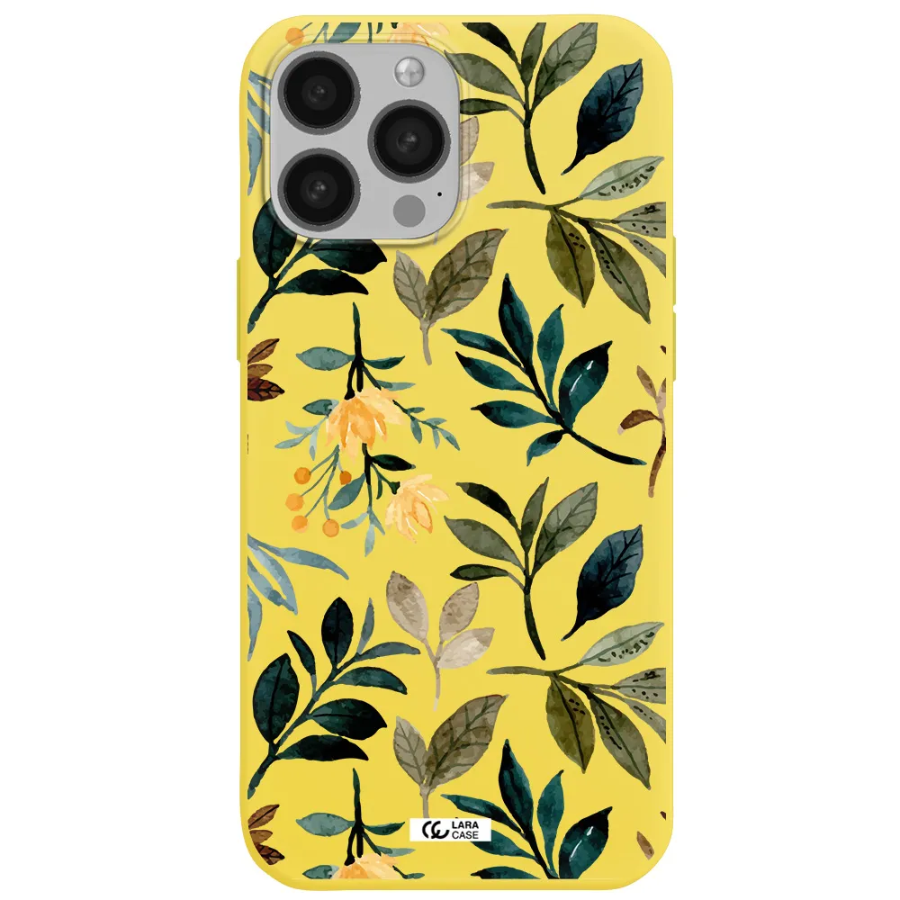 Fall Flowers Apple iPhone 13 Pro Max Silicone canary yellow Case