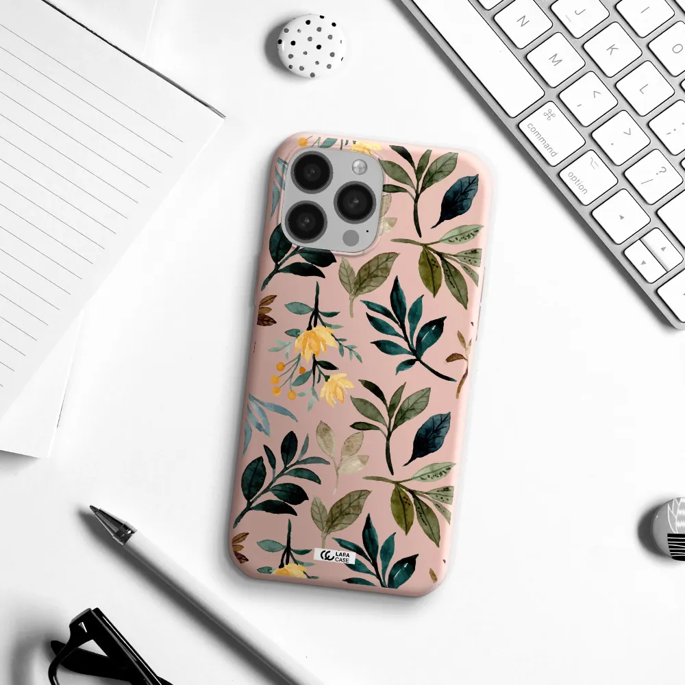 Fall Flowers Apple iPhone 13 Pro Max Silicone pastel pink Case
