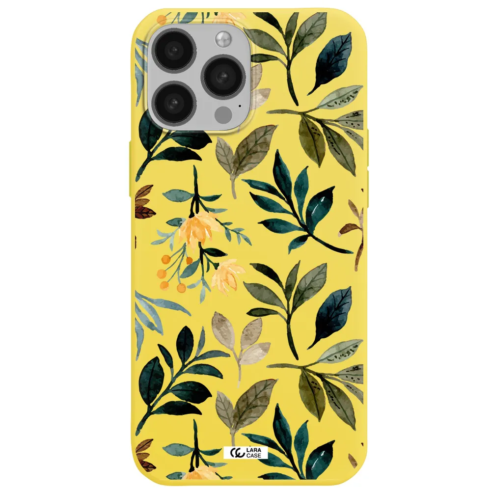 Fall Flowers Apple iPhone 13 Pro Silicone canary yellow Case
